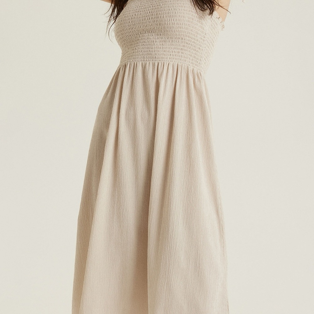 Elegant Cream Strapless Dress